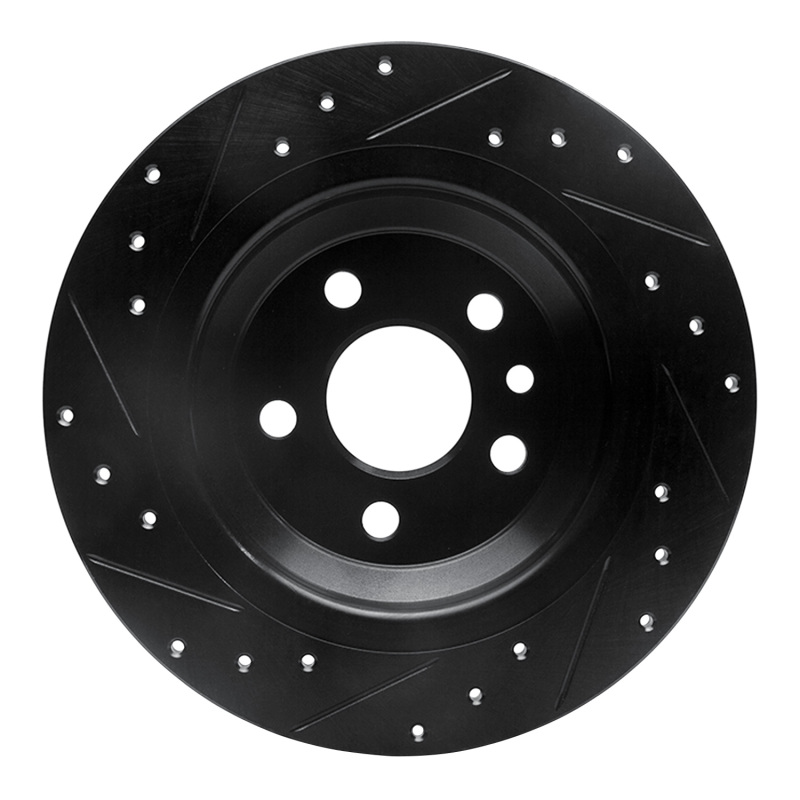 Volvo S60 Cross Country Brake Rotor (1) - Rear Right - R1 Concepts - Drilled & Slotted - Black - `07-`18